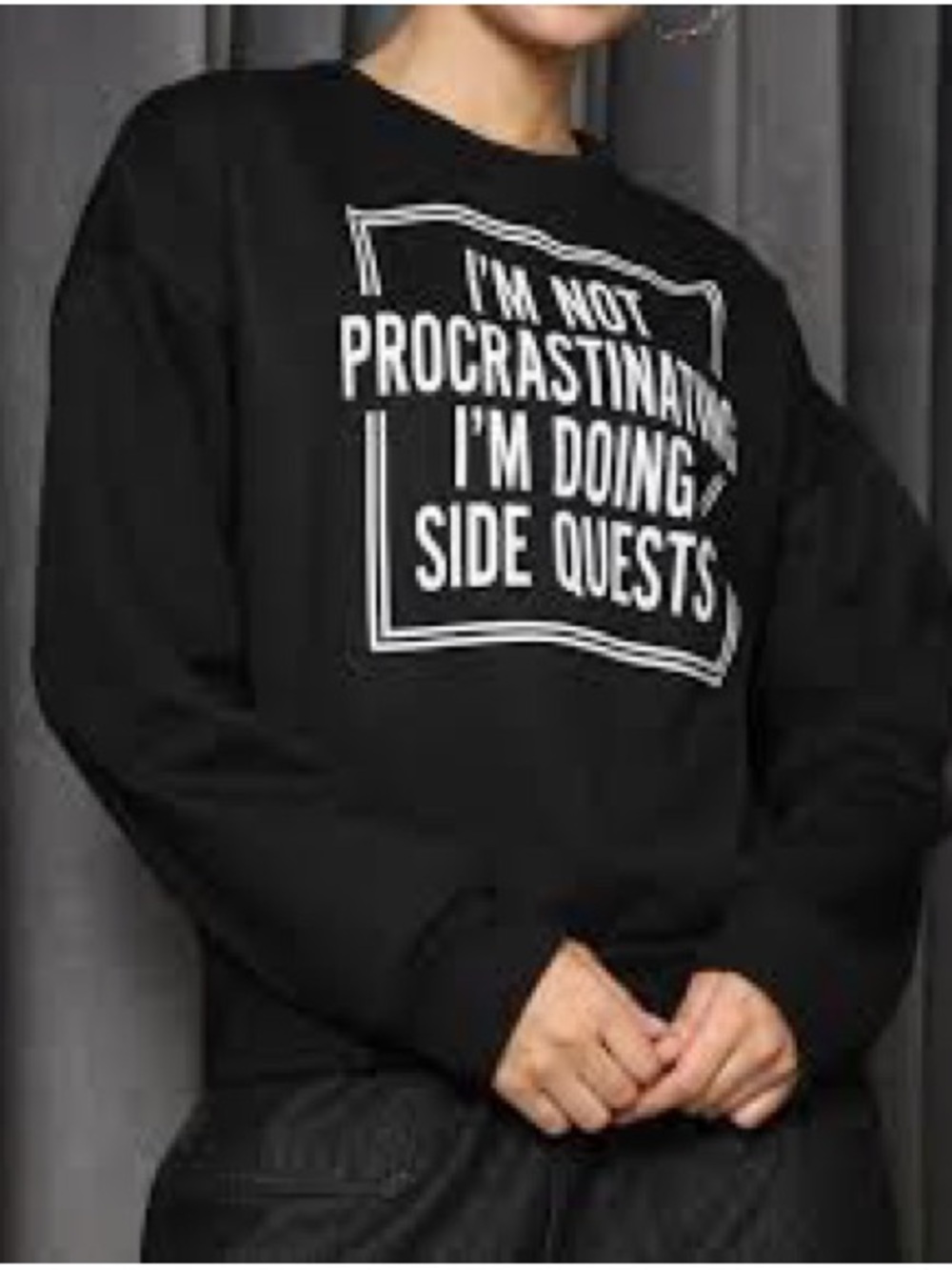 SHEIN Black Graphic Pullover Sweatshirt